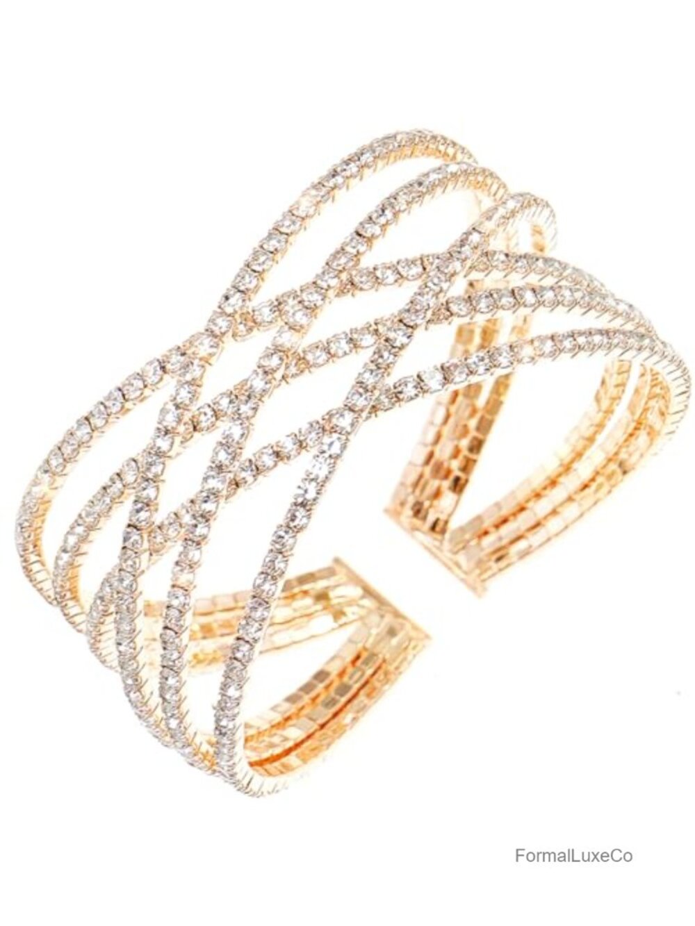 Multilayer Crystal Cuff Bracelet Rhinestone Strand